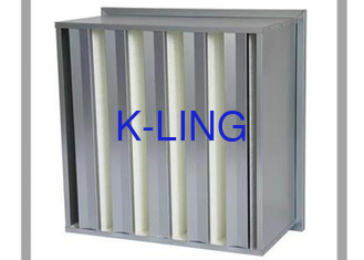 کارایی V فیلتر هوایی بانک با هولت فلت کنترلر فاصله دهنده EVA Gasket Glass Fiber Media