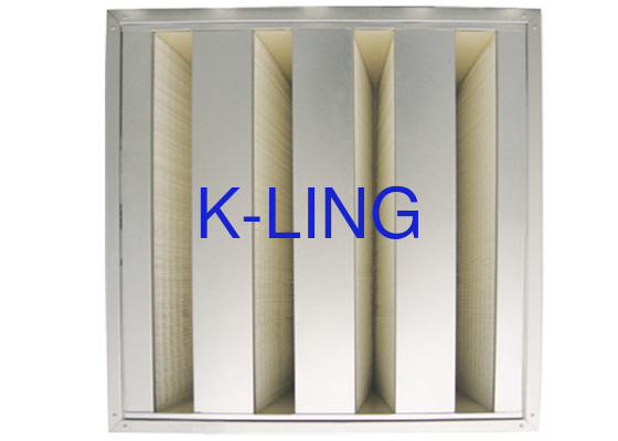 کارایی V فیلتر هوایی بانک با هولت فلت کنترلر فاصله دهنده EVA Gasket Glass Fiber Media