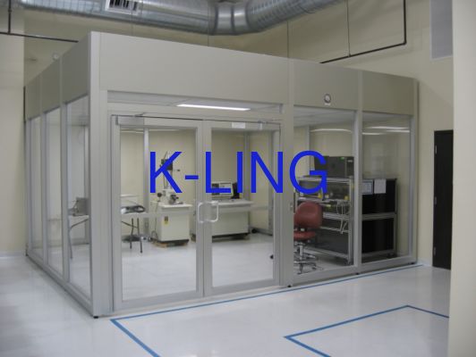 اتاق تمیز دیواری سخت با سیستم تصفیه هوا فیلتر HEPA درب مقاوم در آتش و پنجره شیشه ای آلی با خلاء دو لایه