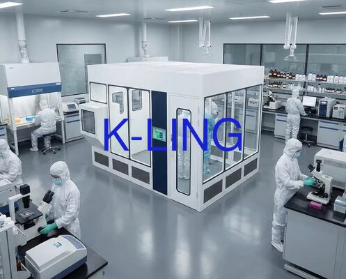 اتاق تمیز ماژولار دیواری سخت با پنجره شیشه ای آلی و شیشه ای مگنیزیم سنگ و پشم ساندویچ برای تصفیه ISO5 ISO6 ISO7 ISO8