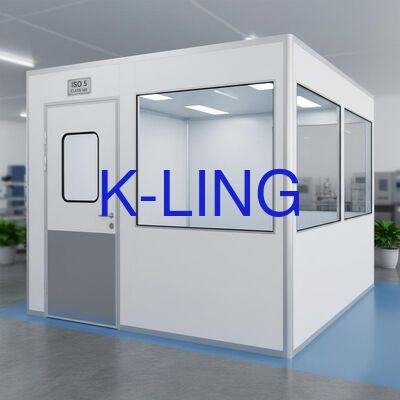 اتاق تمیز ماژولار کلاس 100 ایزو 5 با درب مقاوم در آتش و پنجره شیشه ای خلاء دو لایه