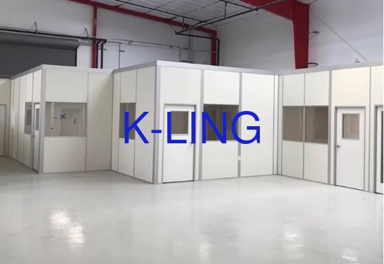 50mm ضخامت سیستم اتاق تمیز ماژولار با کف اپوکسی و سطح تمیز ISO 5 برای تولید تجهیزات نوری